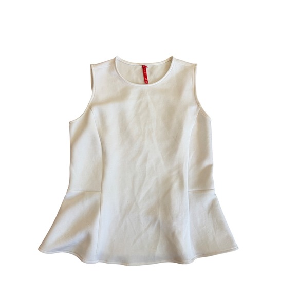 SPANX Tops - Spanx White Sleeveless Peplum Tank Top Structured Workwear Blouse Small